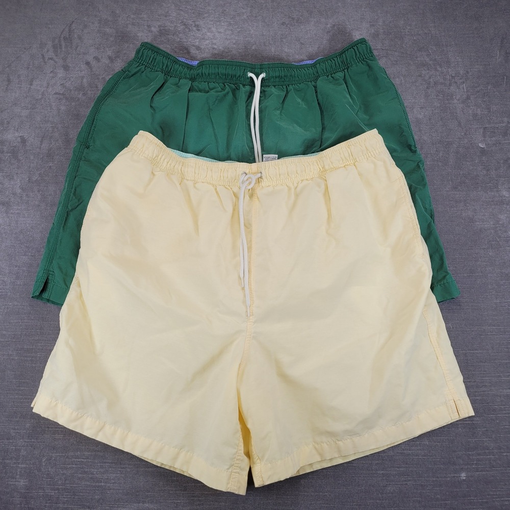 Daniel Cremieux Surf Gear Mens XL Swim Trunks Shorts Green Yellow Lot of 2